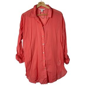 Primark Coral Pink Lightweight Cotton Long Sleeve Button Down XS